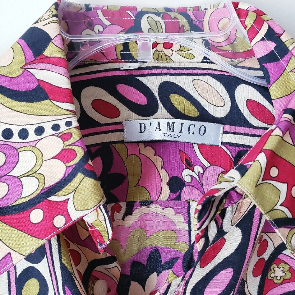 D'amico Italy Multicolor Print Button Shirt - Picture 3 of 10